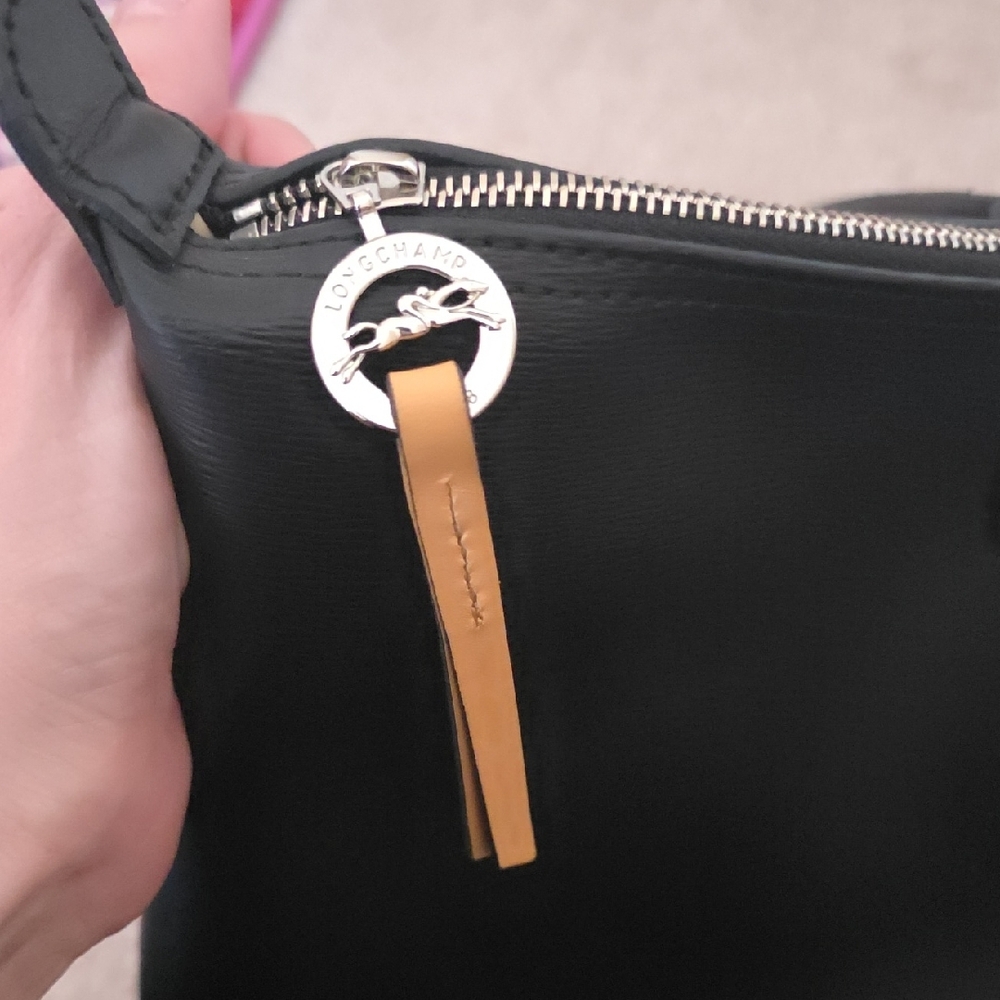 NWOT Longchamp le pliage city zip up tote bag large BLACK Coated Canvas - Picture 5 of 13